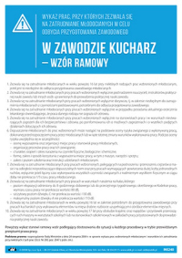 Kucharz– wykaz prac dozwolonych młodocianym
