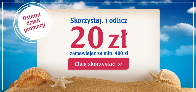 ostatni dzień promocji, skorzystaj i odlicz 20 zł przy zamówieniu za 400 zł (netto)